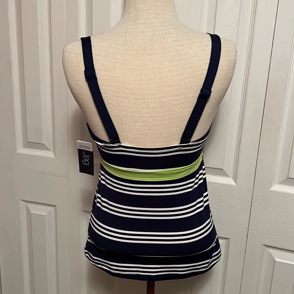 Jag NWT Navy and White Striped Tankini Top Size 32D/DD - Picture 5 of 15